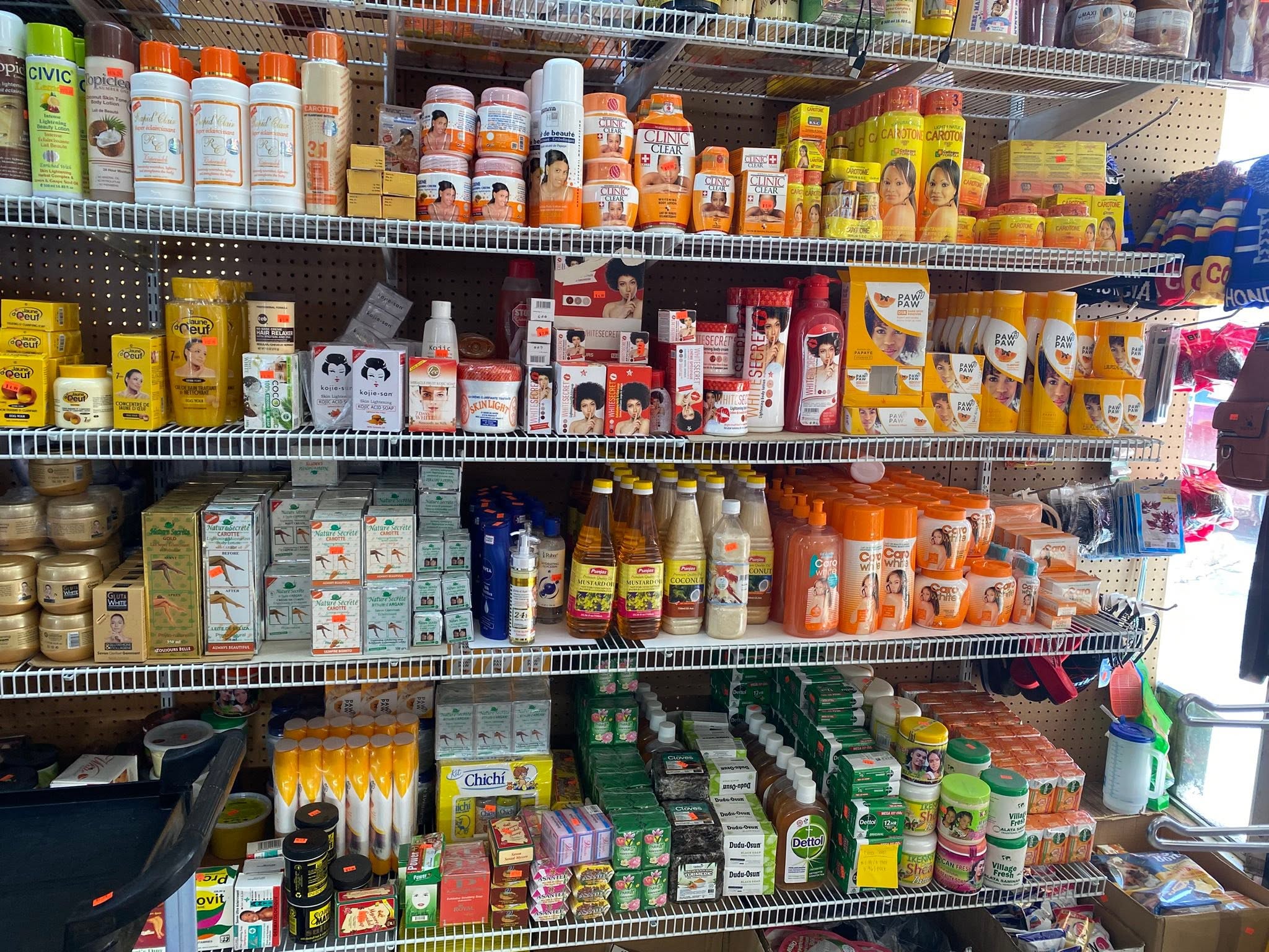 Asian sauces and condiments on grocery shelves