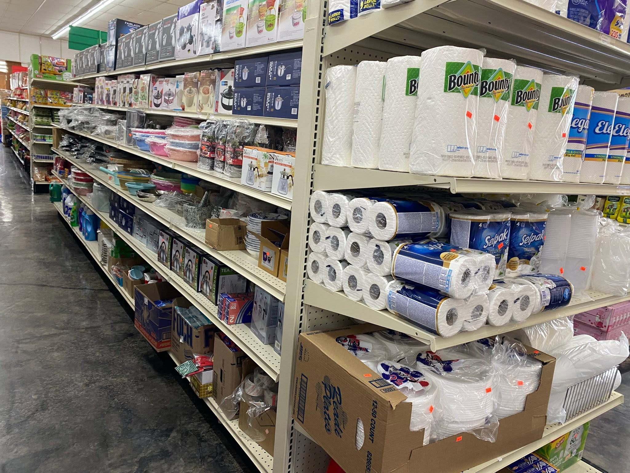 Stocked grocery shelves at the Cedar Rapids market