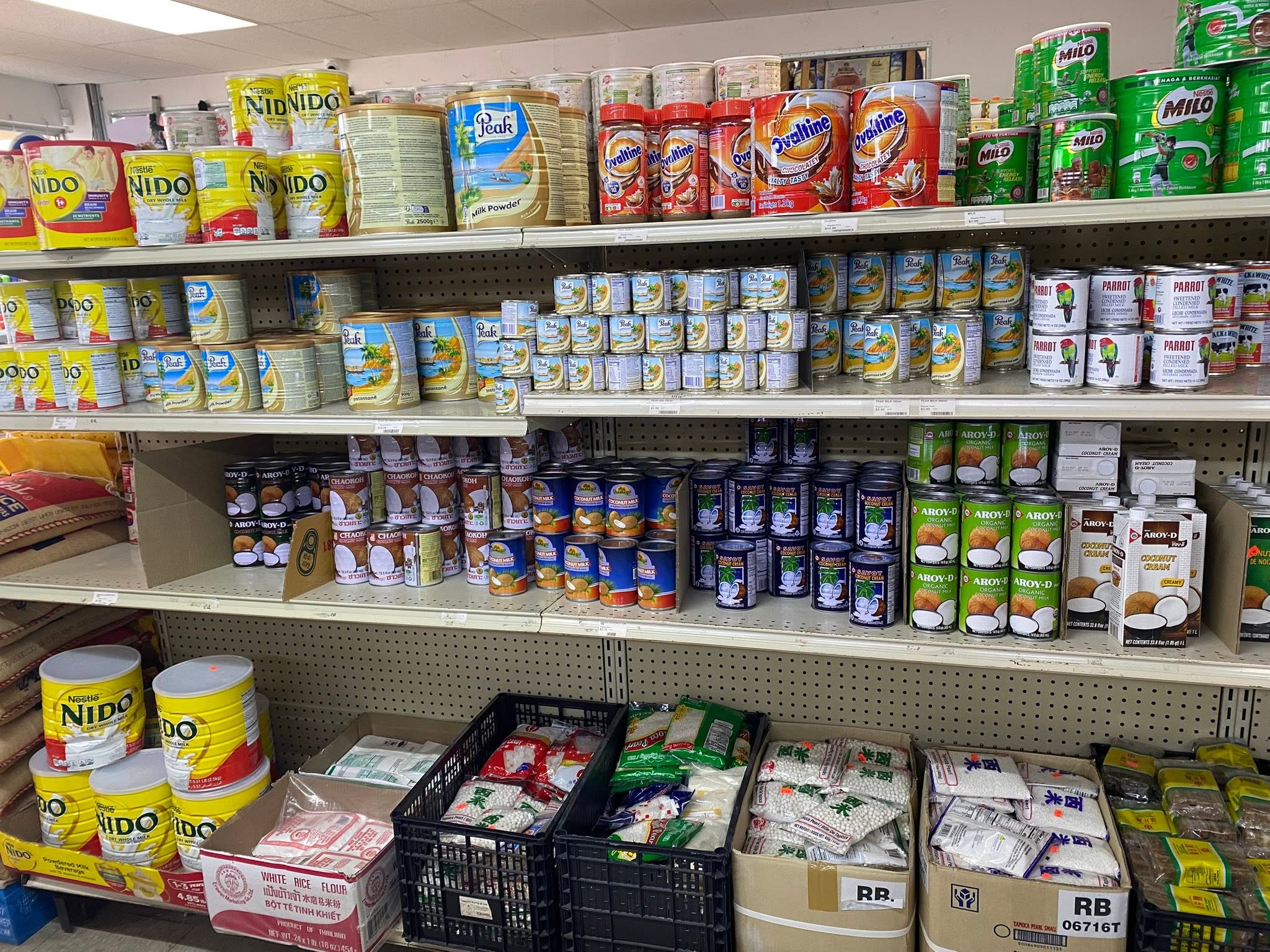 Canned and dry pantry staples at S International Market